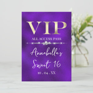 Invitation VIP or glamour sur violet