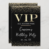 Invitation VIP Or sur Evénement ou Soirée Noir (Devant / Derrière)