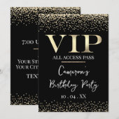 Invitation VIP Or sur événement ou soirée noire (Devant / Derrière)