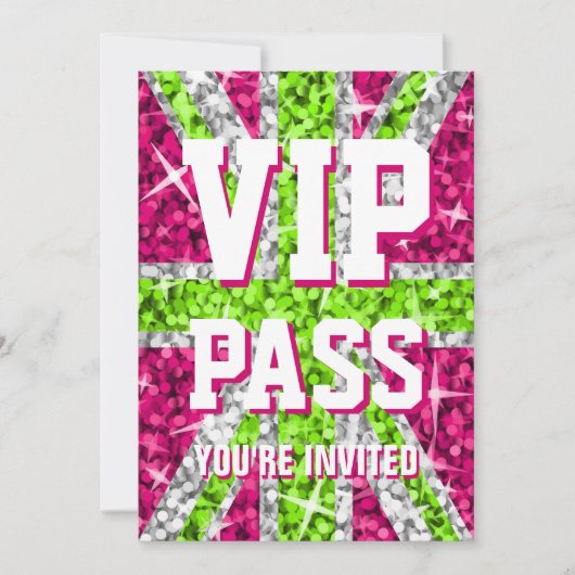Invitation "VIP PASS" de Glitz UK Lime (Devant)