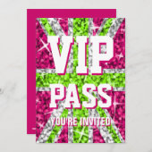 Invitation "VIP PASS" de Glitz UK Lime (Devant / Derrière)