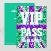 Invitation 'VIP PASS' de Glitz UK Purple (Devant / Derrière)