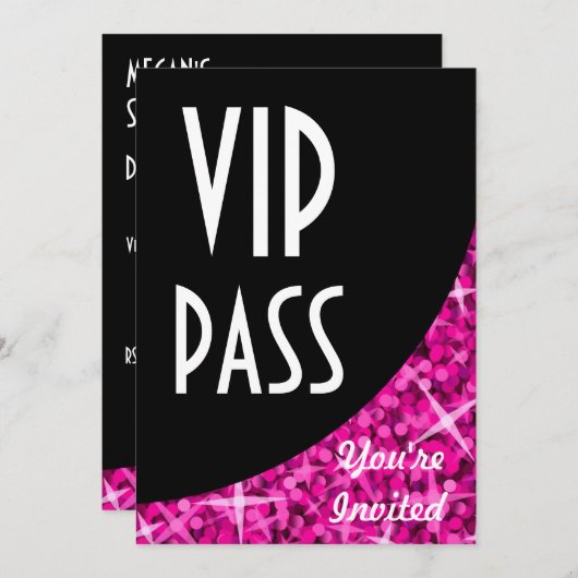 Invitation "VIP Pass" de la courbe noire Glitz Pin (Devant / Derrière)
