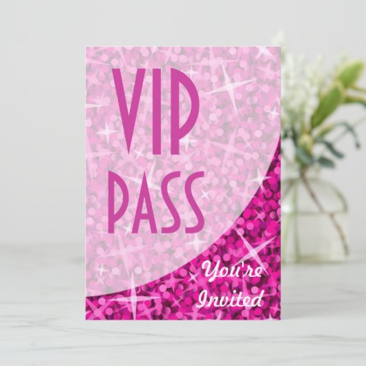 Invitation "VIP Pass" de la courbe rose de Glitz (Debout devant)