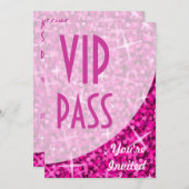 Invitation "VIP Pass" de la courbe rose de Glitz (Devant / Derrière)