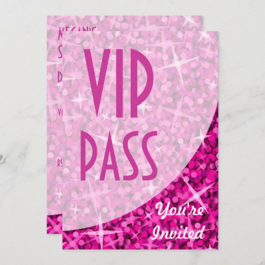 Invitation "VIP Pass" de la courbe rose de Glitz (Devant / Derrière)