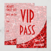 Invitation "VIP Pass" de la courbe rouge de Glitz (Devant / Derrière)