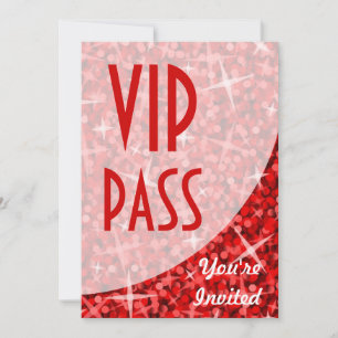 Invitation "VIP Pass" de la courbe rouge de Glitz