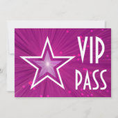 Invitation "VIP PASS" en étoile rose horizontale (Devant)