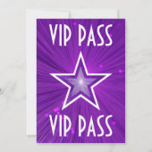 Invitation 'VIP PASS' en violet étoile blanc (Devant)