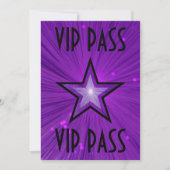 Invitation 'VIP PASS' en violet étoile noir (Devant)