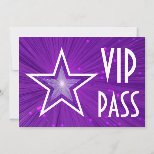 Invitation 'VIP PASS' Purple Star horizontale (Devant)
