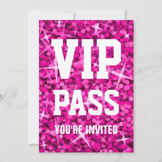 Invitation "VIP PASS" rose Glitz (Devant)