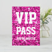 Invitation "VIP PASS" rose Glitz (Debout devant)