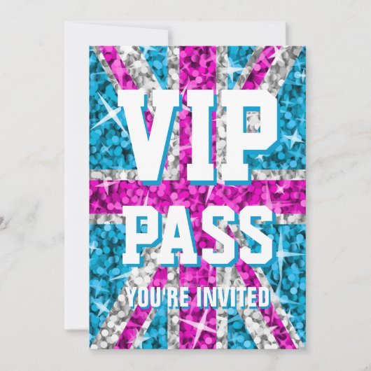 Invitation "VIP PASS" rose Glitz UK (Devant)