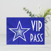 Invitation "VIP PASS" Star bleu foncé horizontale (Debout devant)