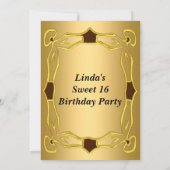 Invitation VIP pass Sweet 16 Anniversaire Party Gold (Dos)