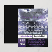 Invitation VIP Pass Sweet sixteen à brillance diam (Devant / Derrière)