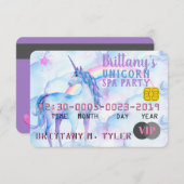 Invitation VIP Rainbow Unicorn Spa fête d'anniversaire (Devant / Derrière)