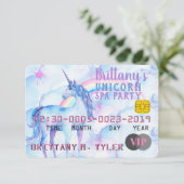 Invitation VIP Rainbow Unicorn Spa fête d'anniversaire (Debout devant)
