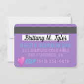 Invitation VIP Rainbow Unicorn Spa fête d'anniversaire (Dos)