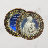 Invitation VIRGIN ET ENFANT FLORAL CROWN Blue Gem Noël (Devant / Derrière)