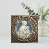 Invitation VIRGIN ET ENFANT FLORAL CROWN Blue Gem Noël (Debout devant)