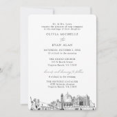 Invitation Virginia Beach Church Mariage Deux emplacements (Devant)