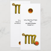INVITATION VIRGO /GOLD ZODIAC SIGNE JEWEL BLANC ANNIVERSAIRE (Devant / Derrière)