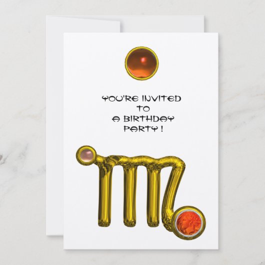 INVITATION VIRGO /GOLD ZODIAC SIGNE JEWEL BLANC ANNIVERSAIRE (Devant)