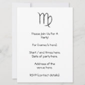 Invitation Virgo. Signe d'astrologie zodiaque.Noir. (Devant)