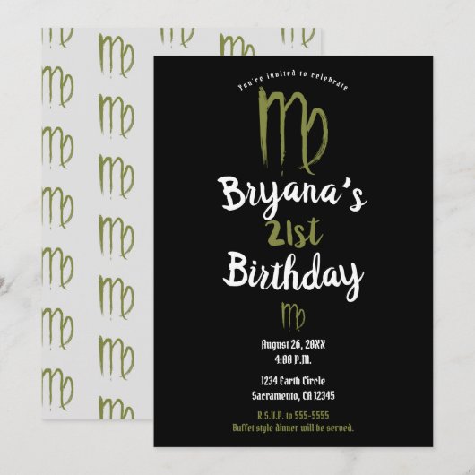 Invitation VIRGO Zodiac Août Septembre Anniversaire Astrologi (Devant / Derrière)