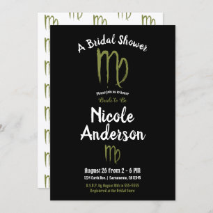 Invitation VIRGO Zodiac Astrologie été Fête des mariées d'aut