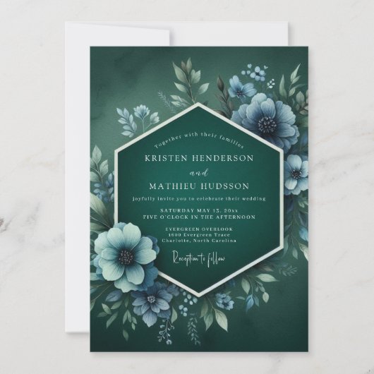 Invitation Viridian Hazy Anemone Wedding (Devant)