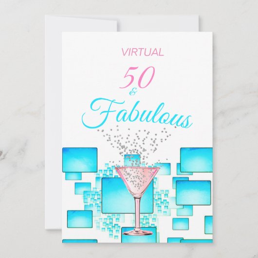 Invitation Virtual 50 et Fabulous Modern Cocktail Party (Devant)