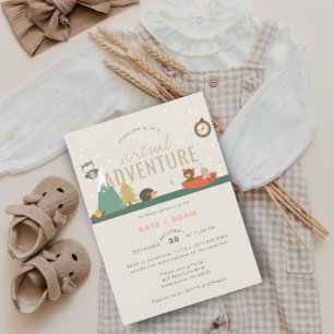 Invitation Virtual Adventure Woodland Pink Girl Baby shower
