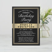Invitation Virtual Any Anniversaire Black Gold et White Party (Debout devant)