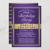 Invitation Virtual Any Anniversaire Purple Gold et White Part (Devant / Derrière)
