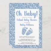 Invitation Virtual Baby Boy Douche Oh Baby Blue Parties scint (Devant / Derrière)
