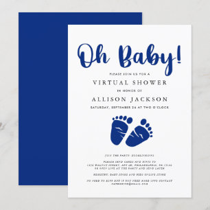 Invitation Virtual Baby Boy Shower Navy Pieds Bleus