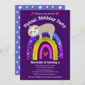 Invitation Virtual Birth Jote Sloth Modern Boho Rainbow (Devant / Derrière)