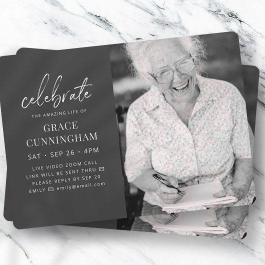 Invitation Virtual Celebrate the Extraordinaire Life Modern P