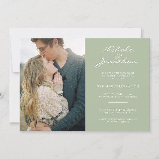 Invitation Virtual Dusty Sage Mariage photo en ligne (Devant)