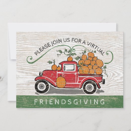 Invitation Virtual Friendsgiving Vintages Citrouilles de cami (Devant)