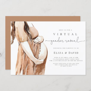 Invitation  Virtual Gender Reveillez Lui ou Elle Boho Zoom Pa
