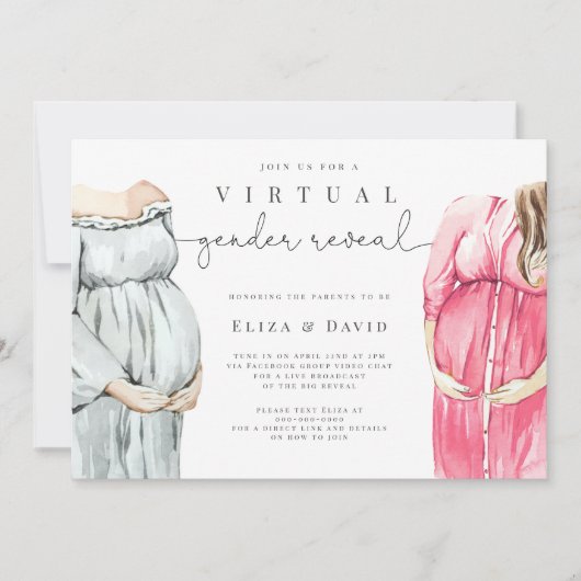 Invitation Virtual Gender Reveillez Lui ou Elle Boho Zoom Par (Devant)