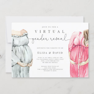 Invitation Virtual Gender Reveillez Lui ou Elle Boho Zoom Par