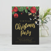 Invitation VIRTUAL Gold Red Black Christmas Holiday Party (Debout devant)