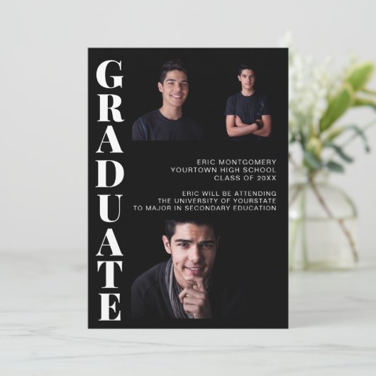 Invitation Virtual Graduation Party 3 Photo Black (Debout devant)