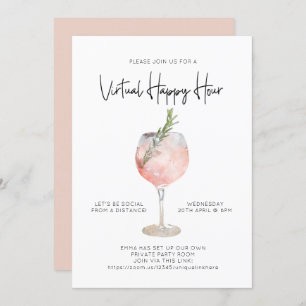 Invitation Virtual Happy Hour Social Distance Cocktail Party